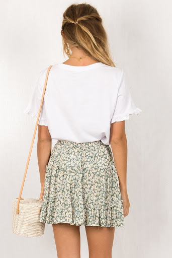 Title 15, High waist ruffled floral skirt printed beach A...