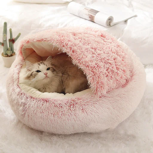Winter 2 In 1 Cat Bed Round Warm Pet Bed House Long Plush Dog Bed Warm Sleeping Bag Sofa Cushion Nest For Small Dogs Cat