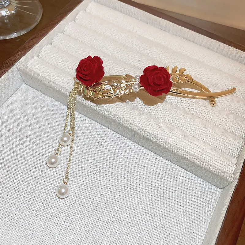 Koreaanse temperament rozen tarwe oortje haarclip, voor elegante kapsels, geeft een vrouwelijke touch en accentueert je unieke stijl.