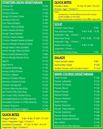 Staayz Kicthen menu 