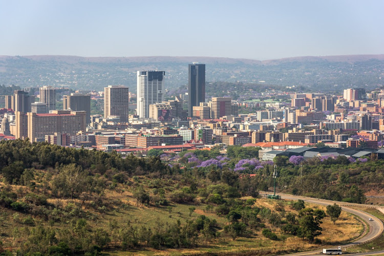 Pretoria city skyline as seen from Voortrekker Monument.