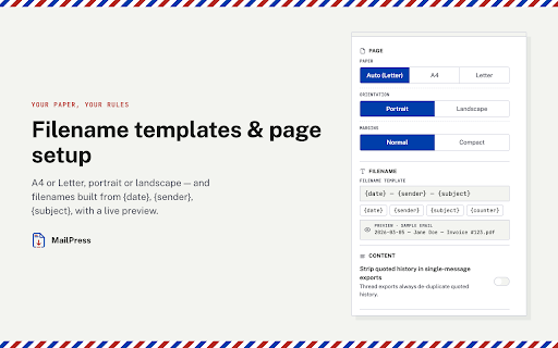 MailPress - Save Email as PDF for Gmail screenshot 2