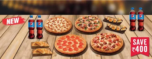 Party Combo - 4 Non-Veg Pizza Varieties + Sides & Pepsi