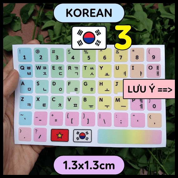 1.3Cm P3 - Korean Miếng Dán Bàn Phím Song Ngữ Tiếng Hàn Quốc Cầu Vồng Lấp Lánh Sticker Keyboard Máy Tính Laptop