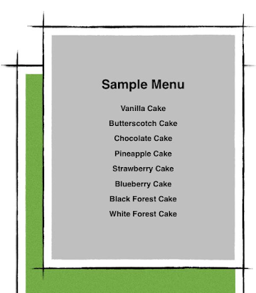 Creamy Creations menu 