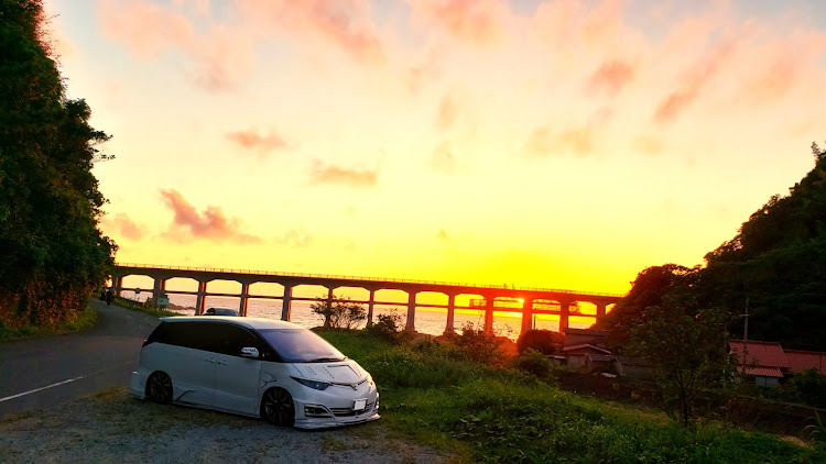エスティマの日本海と車・橋と愛車・気車と愛車・夕日と愛車・惣郷川橋梁に関するカスタム事例の投稿画像4枚目