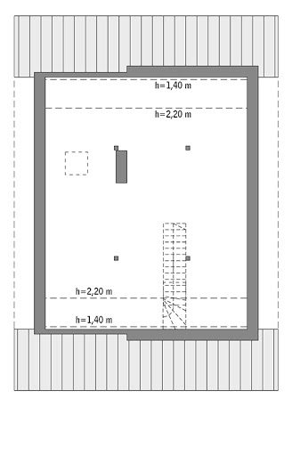 Miarodajny - wariant VIII - C333h - Rzut poddasza do indywidualnej adaptacji (66,5 m2 powierzchni użytkowej)