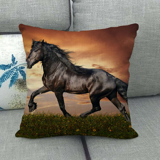 Title 19, Flax digital printed horse pattern pillowcase f...