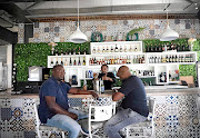 Kgakgamatso Mathabe and Itumeleng Pheko at the Lush bar.