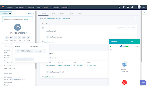 Acefone Extension For Hubspot