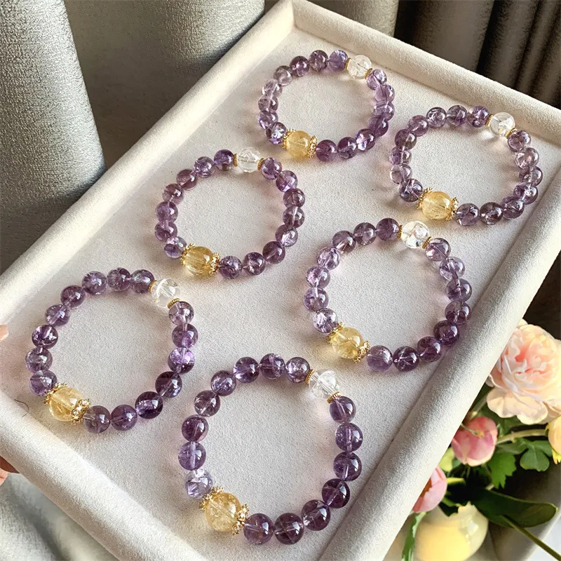 Bracelet Cristal Ice Towel Asai Violet avec Effet Sequins Écrasant la Glace Rafraîchissant et Chic