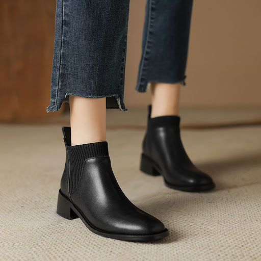 Title 1, Elegant All-match Knitted Stitching Ankle Boots...