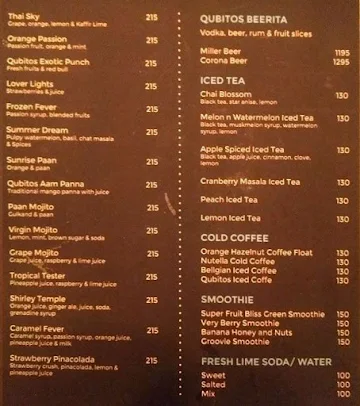 Qubitos - The Terrace Cafe menu 