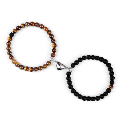 Title 4, 6mm Turquoise Volcanic Rock Tigereye Couple Bra...