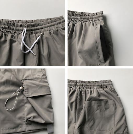 Title 4, Solid Color Big Pocket Tooling Loose Mens Shor...
