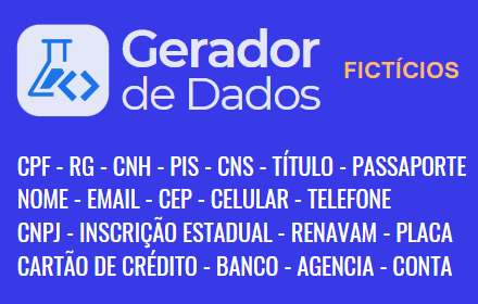 Gerador de Dados Fictícios CPF CNPJ CEP ++ small promo image