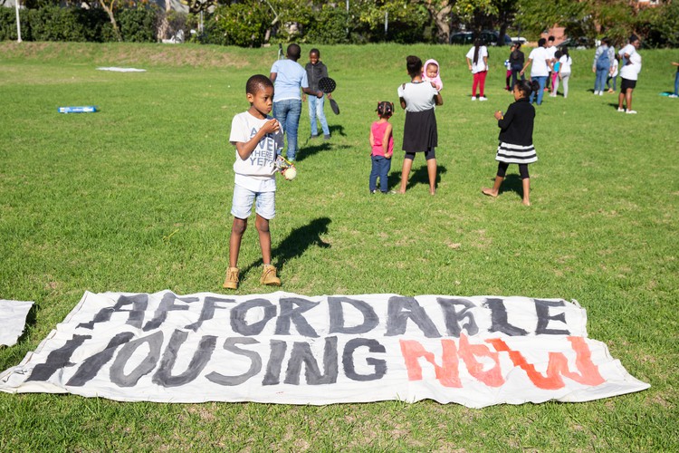 Supporters of Reclaim the City gathered on a vacant field in Green Point at the weekend.