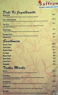 Saffron Restaurant menu 1