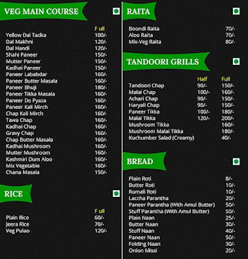 The Mirchi Kitchen menu 