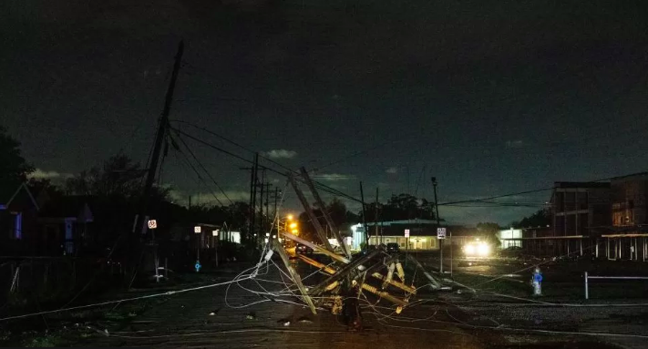 Communities across Louisiana reported downed power lines and destroyed buildings