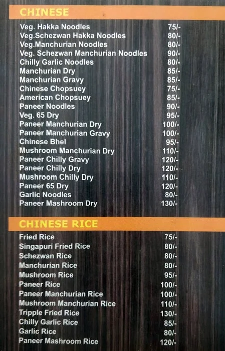 Lakhia Fast Food menu 