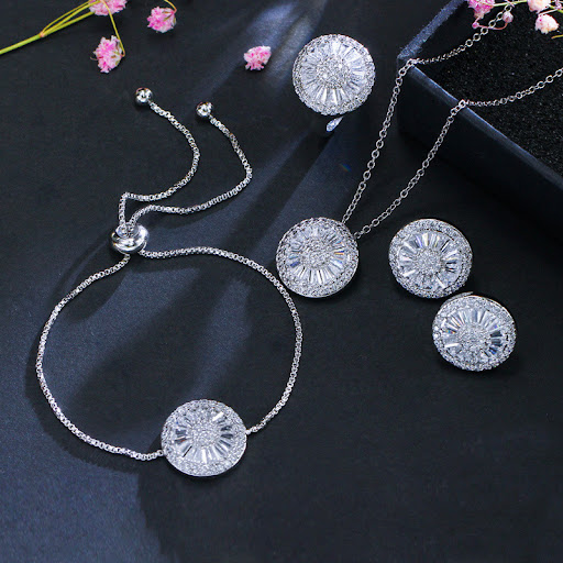 Title 1, Micro Inlaid Zircon Necklace Earrings Bracelet ...