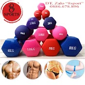 Tạ Bọc Cao Su Cao Cấp, Tạ Tay 1Kg, 2Kg, 3Kg, 4Kg, 5Kg Dùng Tập Gym, Yoga, Thể Dục, Thể Thao, Giảm Cân 8Sport