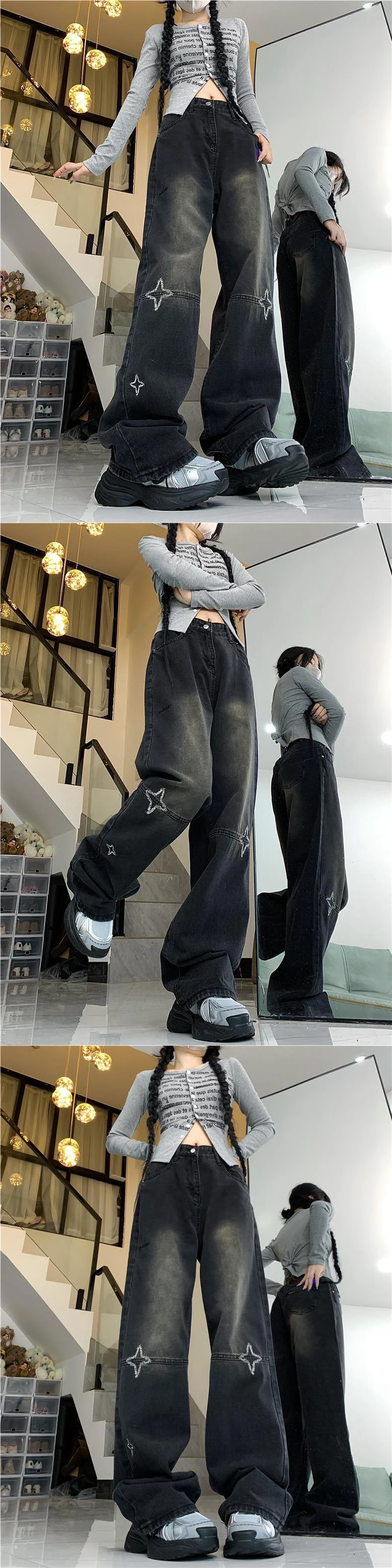 Title 2, Calça jeans feminina primavera estilo retro ame...