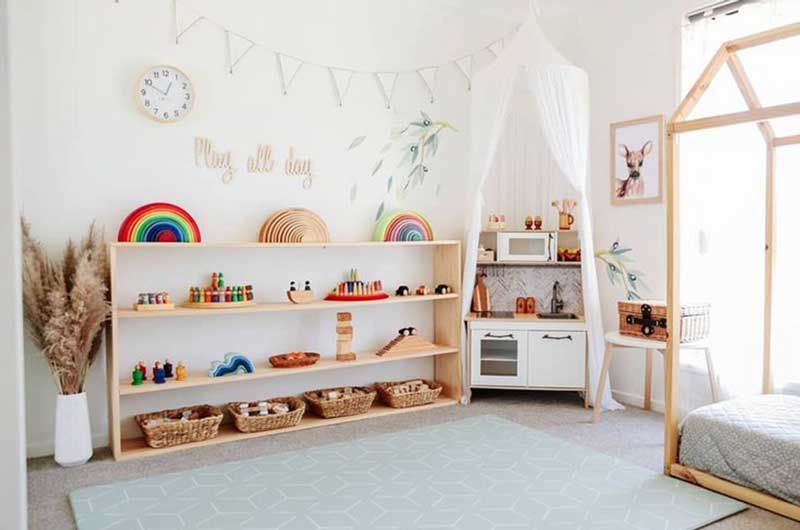 Decoracion montessori infantil mobiliario camas juguetes niños niñas deco interior design