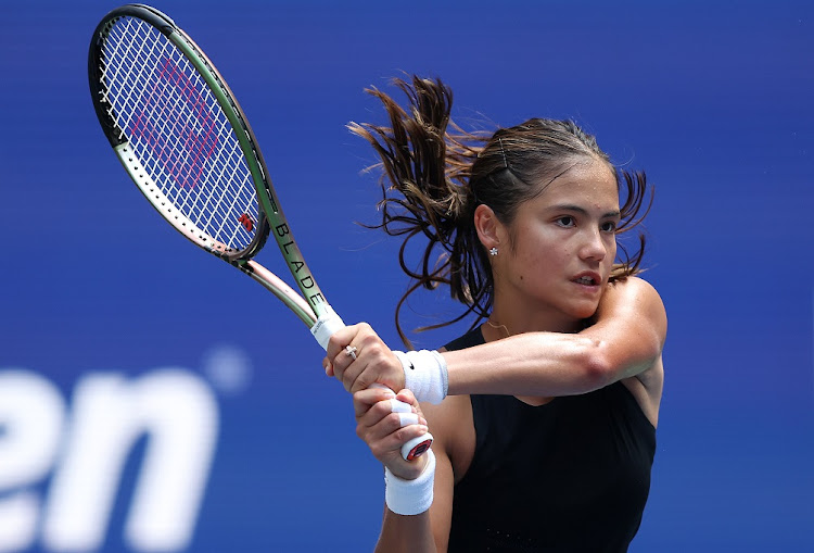 Emma Raducanu of Great Britain in a practice session during previews for the 2022 US Open at USTA Billie Jean King National Tennis Center in the Flushing neighborhood of the Queens borough of New York City on August 27 2022.