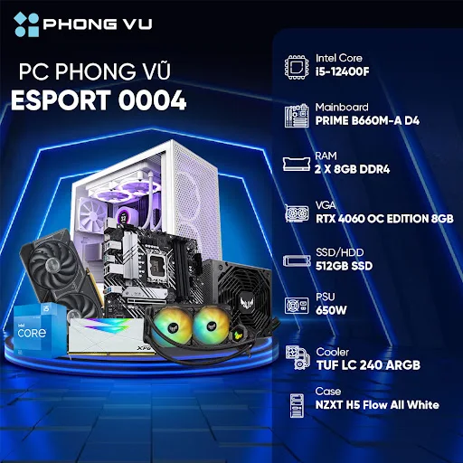 PC PV Esport 0004 (Intel Core i5-12400F/2 x 8GB/512GB SSD/GeForce RTX 4060/Free DOS)