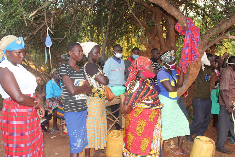Evicted residents who have camped in bushes in Mumoni sub county,Kitui.