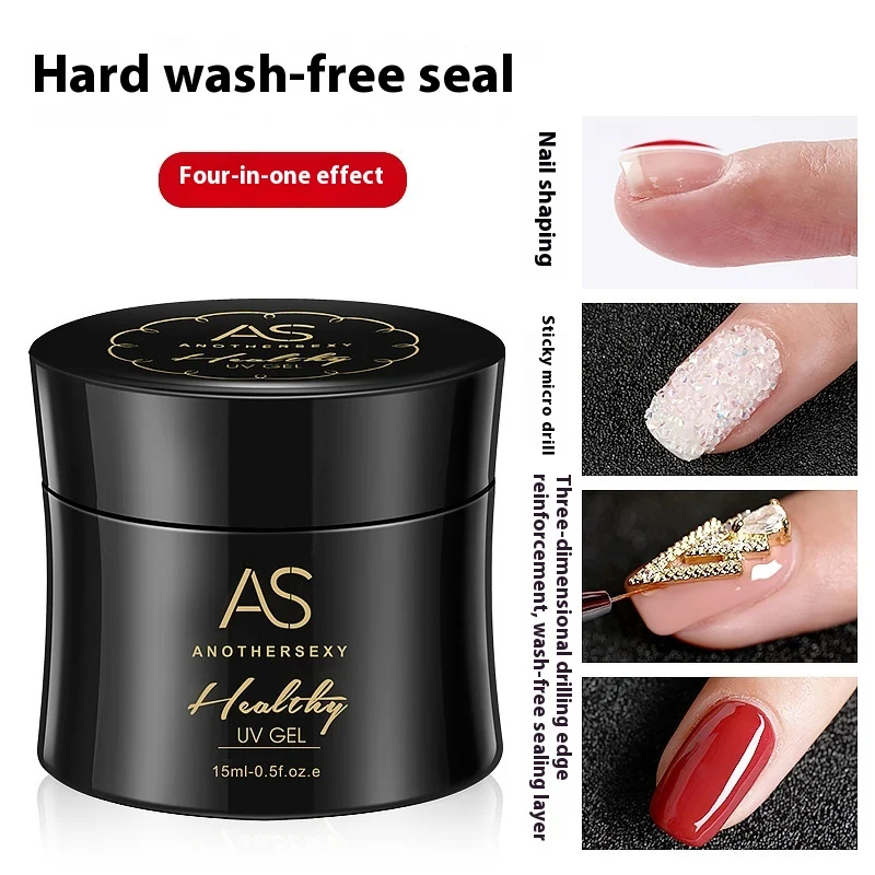 Vernis à ongles gel durcisseur avec couche de scellement sans rinçage, effet ornemental, brillance longue durée, manucure parfaite.