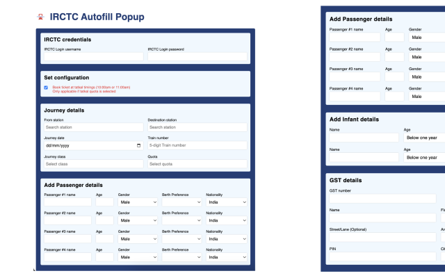 IRCTC Tatkal Automation Tool Preview image 0