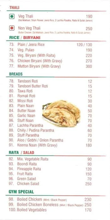 Dilli Rasoi menu 