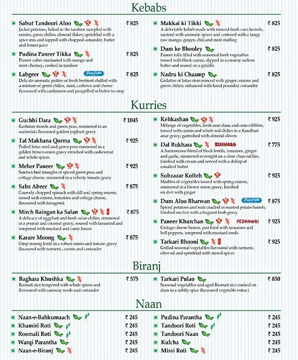 K & K, WelcomHotel Dwarka menu 