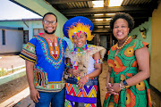 Isibaya cast member Lerato Mvelase in character as Sibongile Mkhize (centre) with superfan Khanyisa Kim Mgwenyana (right) and husband Siya (left)