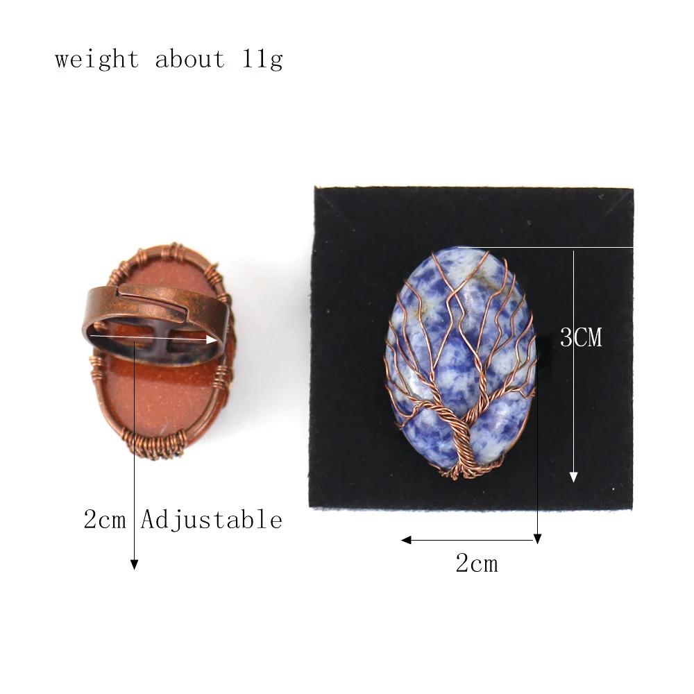 Title 1, Bague Arbre de Vie en Agate Ovale Faite Main po...