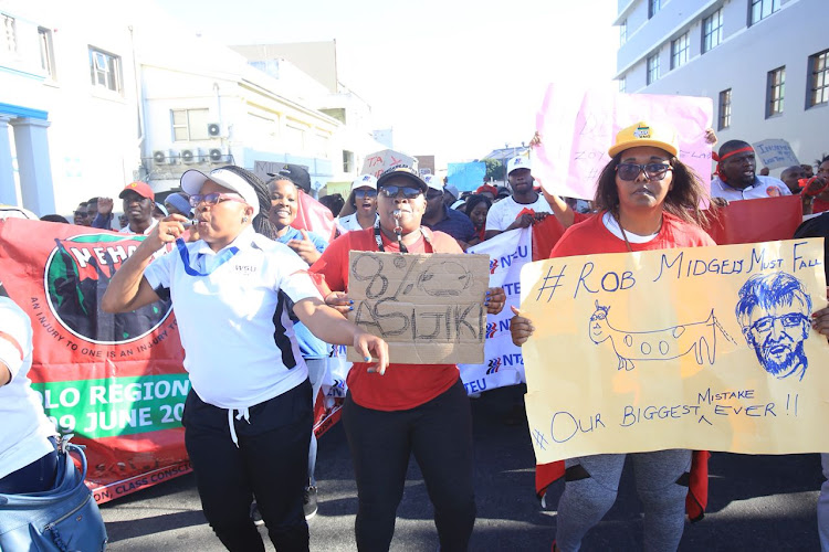 WSU workers during a march to the East London City Hall last week.