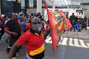 Tshwane workers affiliated to Samwu protest at the city’s headquarters.