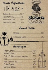 Masala Oota menu 4