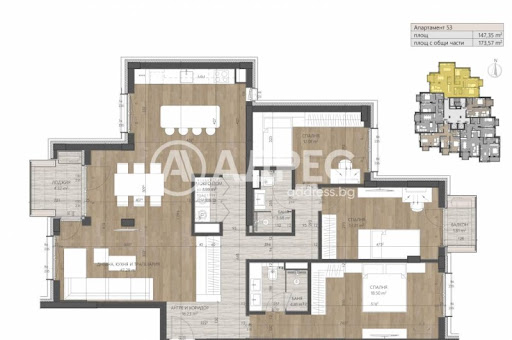 modern apartment floor plan - Prestige apartment / penthouse for sale in Sofia
