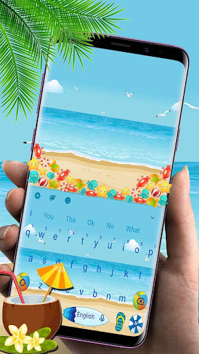 3D Summer Beach DP Gravity Keyboard Theme