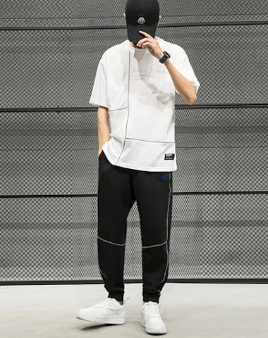 Creative stitching short sleeve T-s - 1