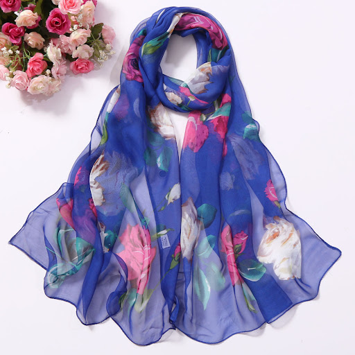 Title 13, Womens Rose Pattern Sunscreen Silk Scarf