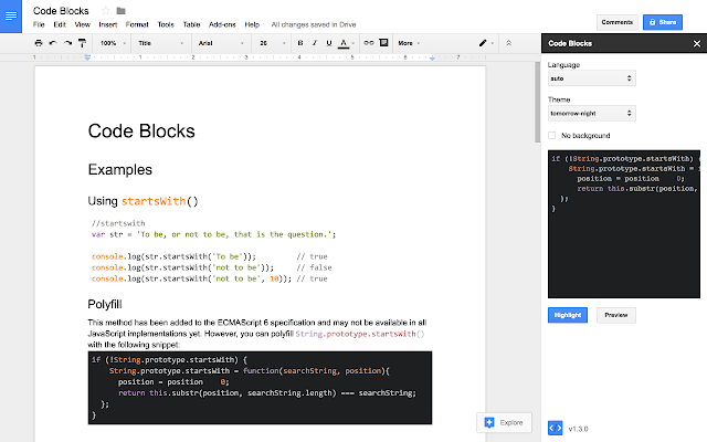 Code Blocks G Suite Marketplace