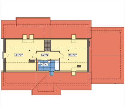 Sielanka 30 st. wersja A dach 2-spadowy z podwójnym garażem - Rzut poddasza do adaptacji