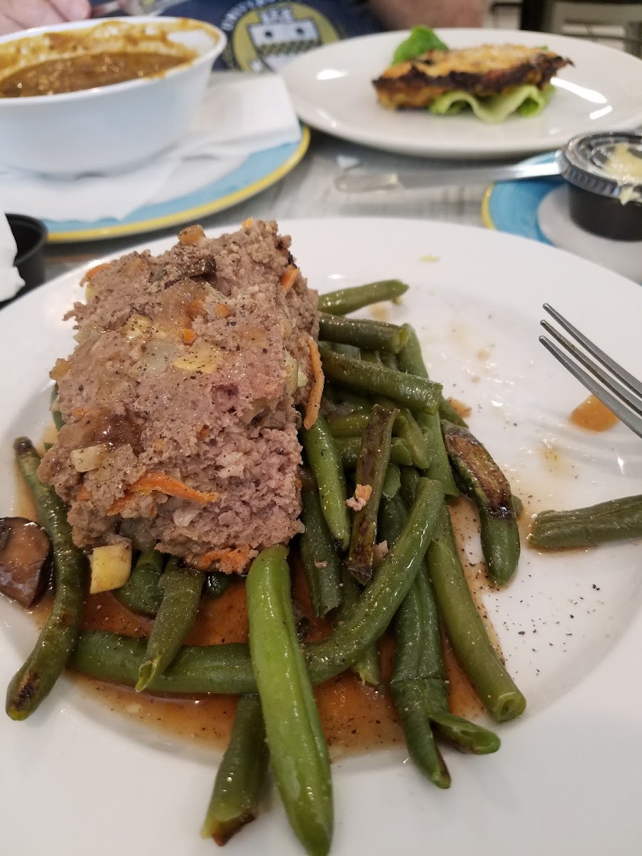 meat loaf and green beans. excellent