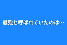 最強と呼ばれていたのは…