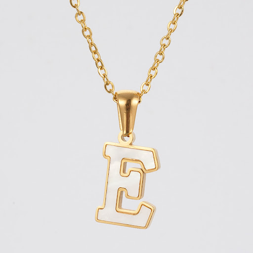 Title 6, 18K Gold Shell Stainless Steel Letter Pendant N...